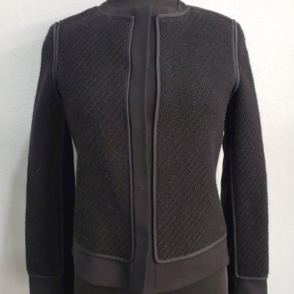 Vince Black Snap Up Sweater Jacket Sz 4 - Picture 1 of 5